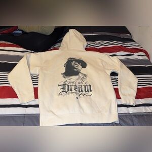 Stance Notorious Biggie Cream Hoodie with Black Graphic Portrait Sz Large NWOT